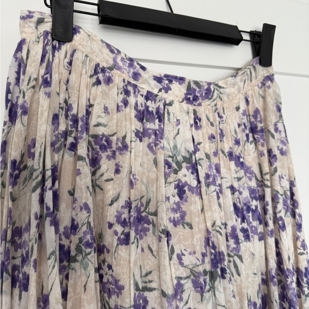 Polo Ralph Lauren Purple and Cream Floral A-Line Skirt - Picture 5 of 9